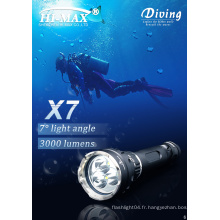 Hi-max cree xm-l u2x3led commutateur magnétique torche de plongée led 3000 lumen